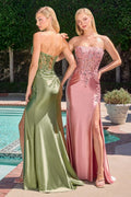 Elsiah Fitted Embellished Satin Gown