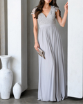 Enchanted Evening Grey Lace Maxi Dress
