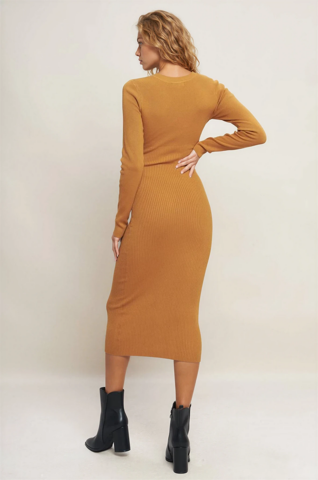 Enza Ribbed Midi Sweater Dress