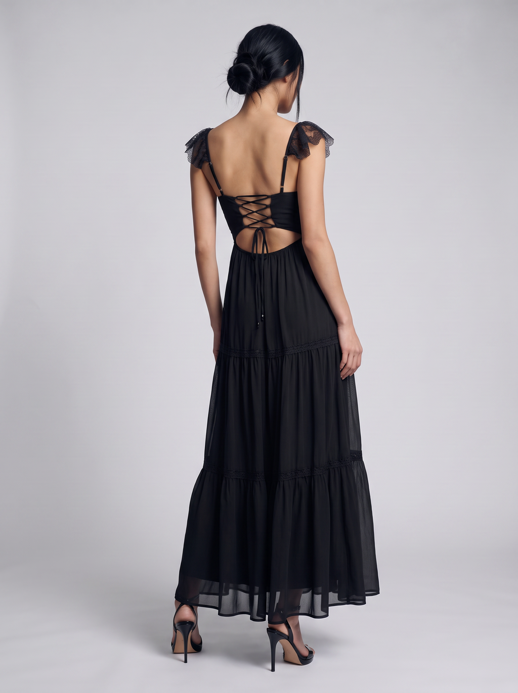 Estella Lace-Trim Open Maxi Dress