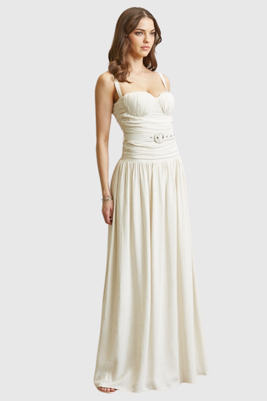Farah Linen Belted Maxi Dress