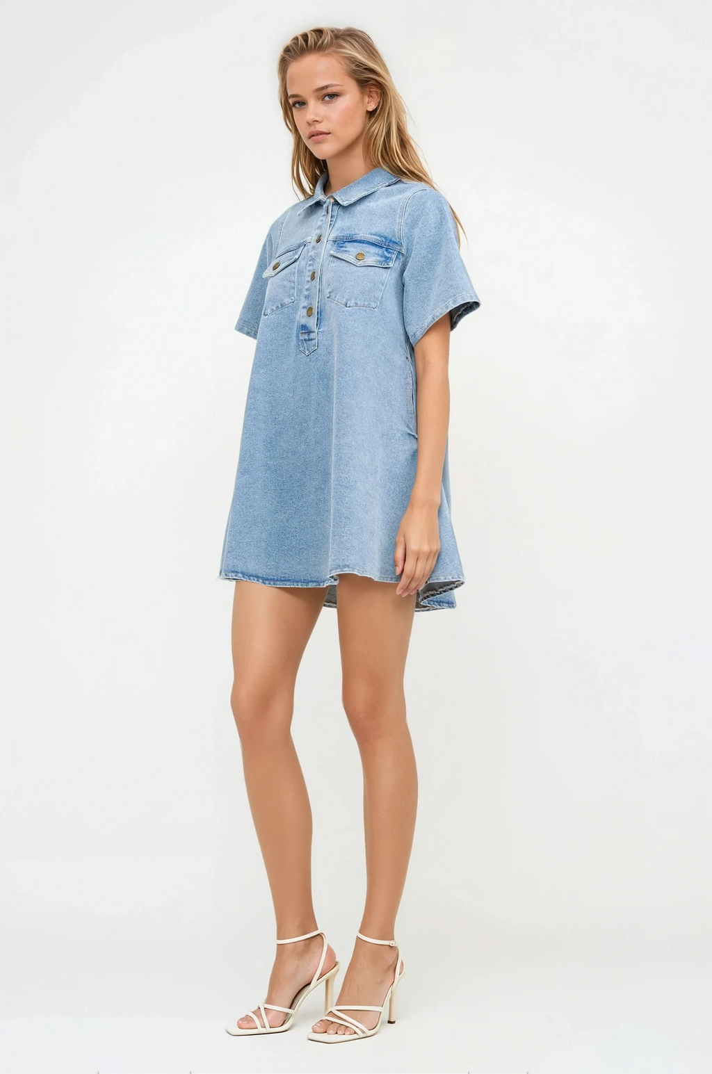 Felina Denim Shift Mini Dress