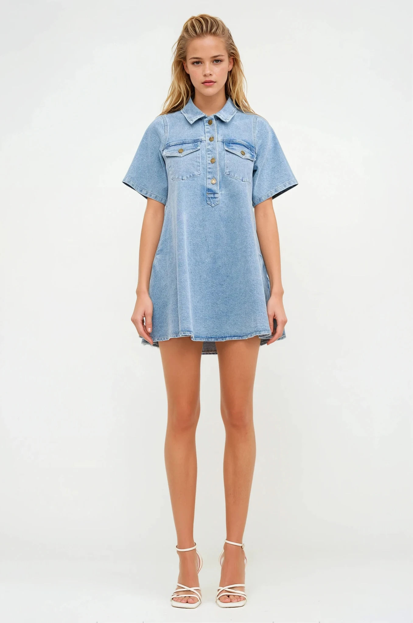 Felina Denim Shift Mini Dress