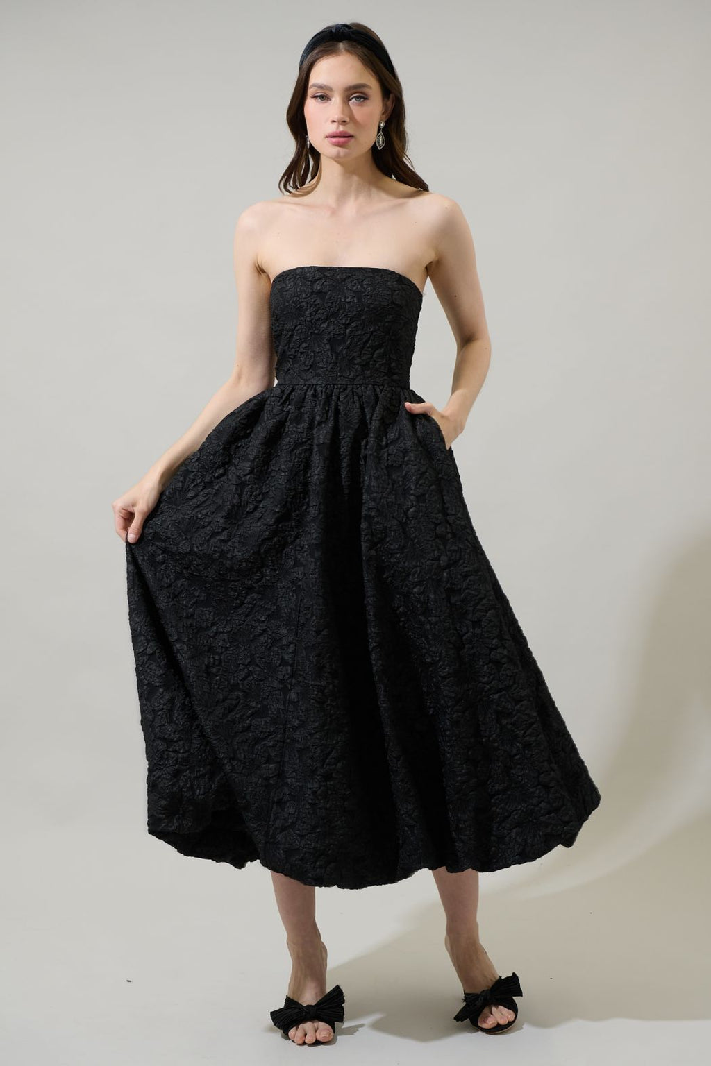 Francesca Jacquard Strapless Maxi Dress
