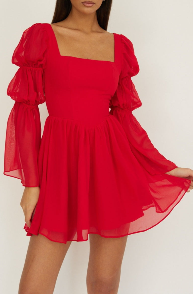 Gia Chiffon Long Sleeve Mini Dress