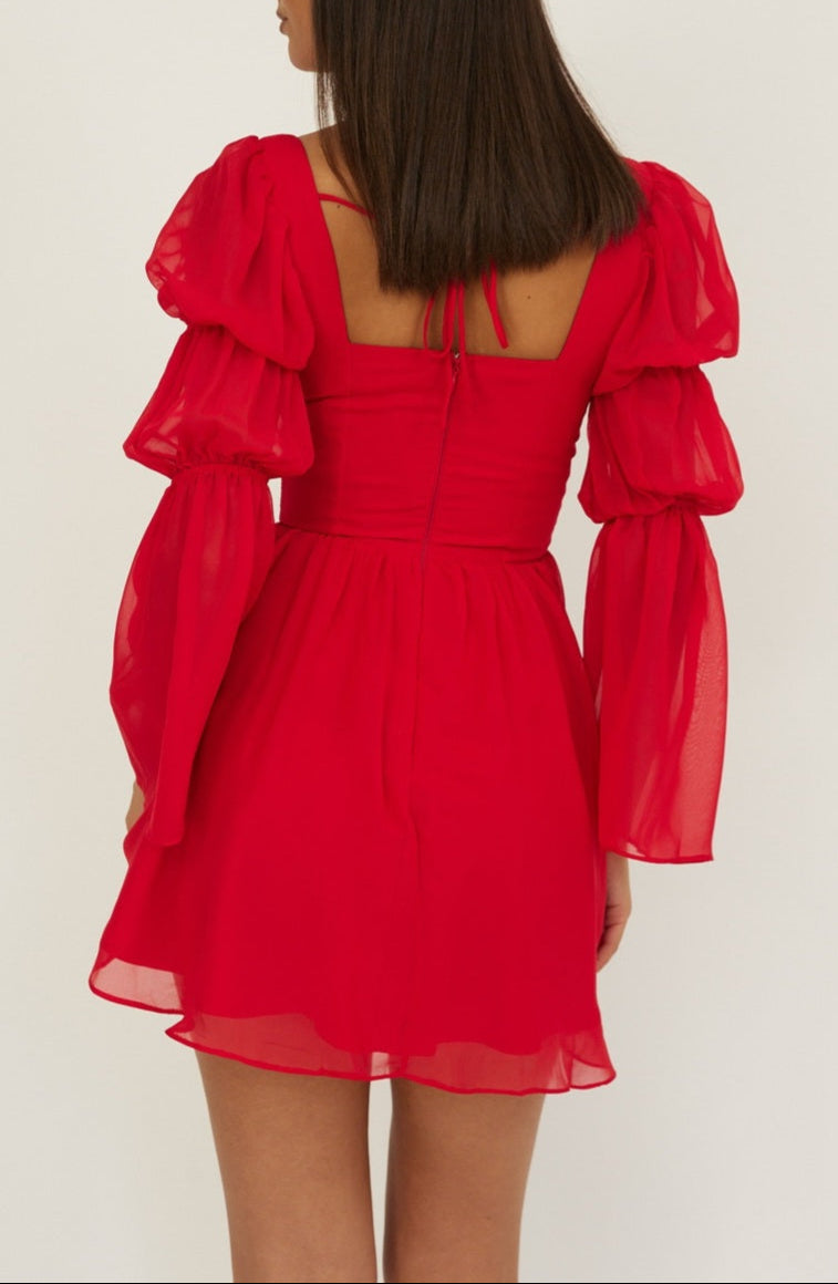 Gia Chiffon Long Sleeve Mini Dress