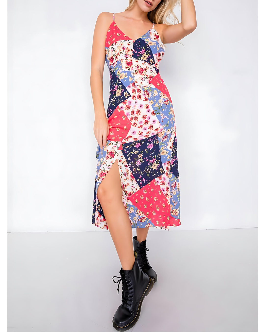 Floral Patchwork Midi Dress