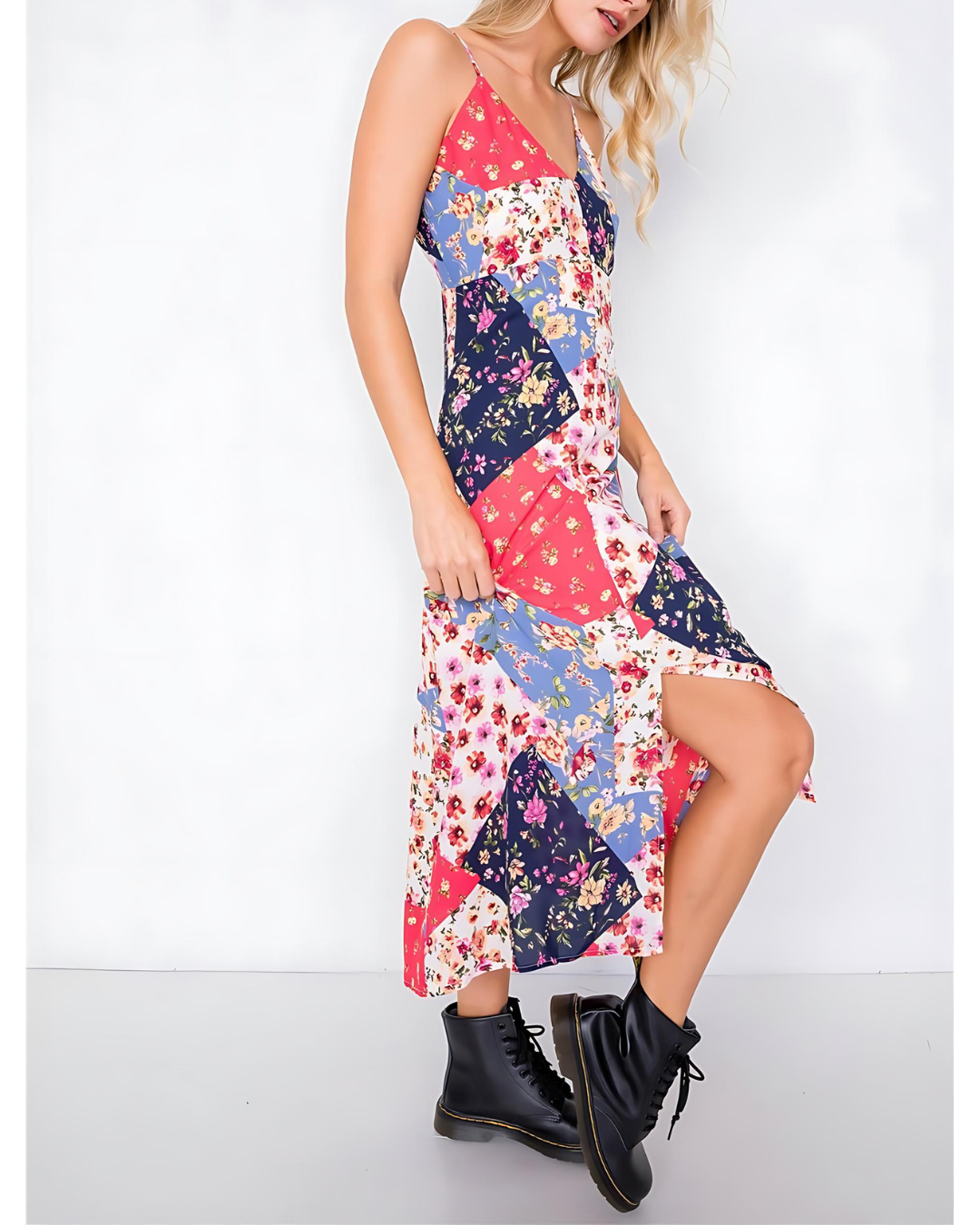 Floral Patchwork Midi Dress