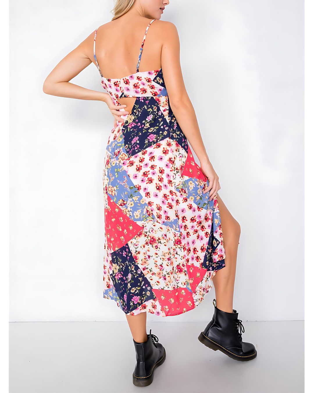 Floral Patchwork Midi Dress