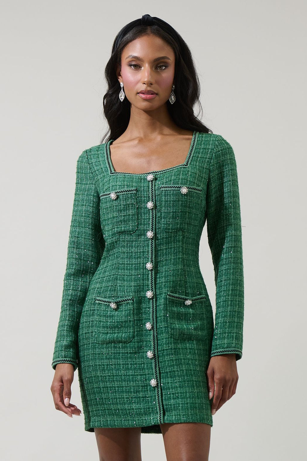 Haley Tweed Button Down Mini Dress