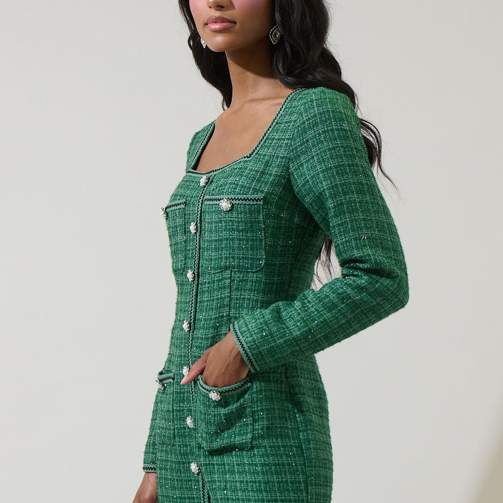 Haley Tweed Button Down Mini Dress
