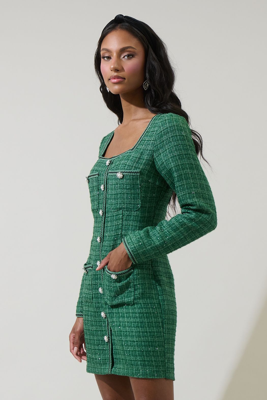 Haley Tweed Button Down Mini Dress