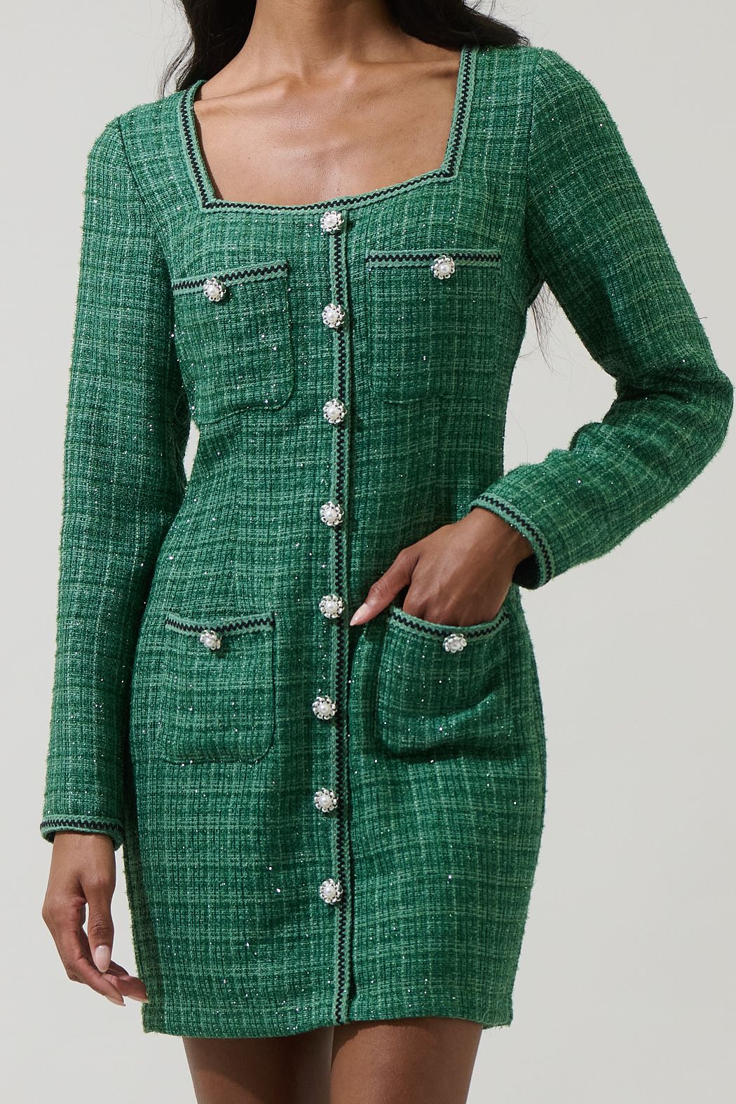 Haley Tweed Button Down Mini Dress