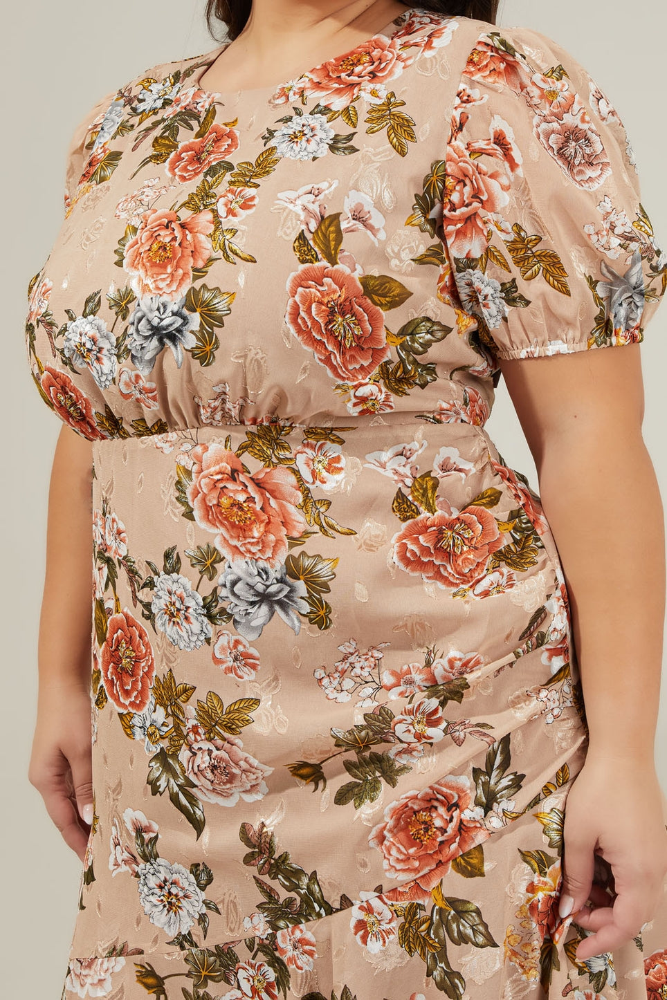 Harbin Floral Balboa Asymmetrical Midi Dress
