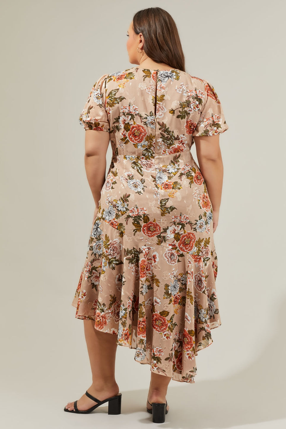 Harbin Floral Balboa Asymmetrical Midi Dress