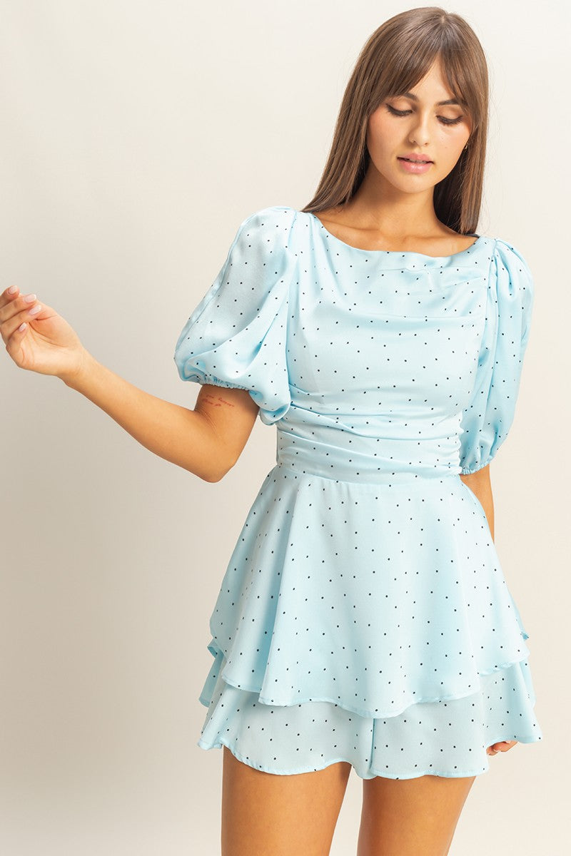 Helena Polka Dot Lace Up Mini Dress