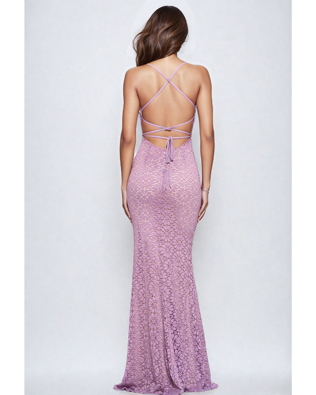 Intricate Lace Mermaid Gown with Open Back Detail