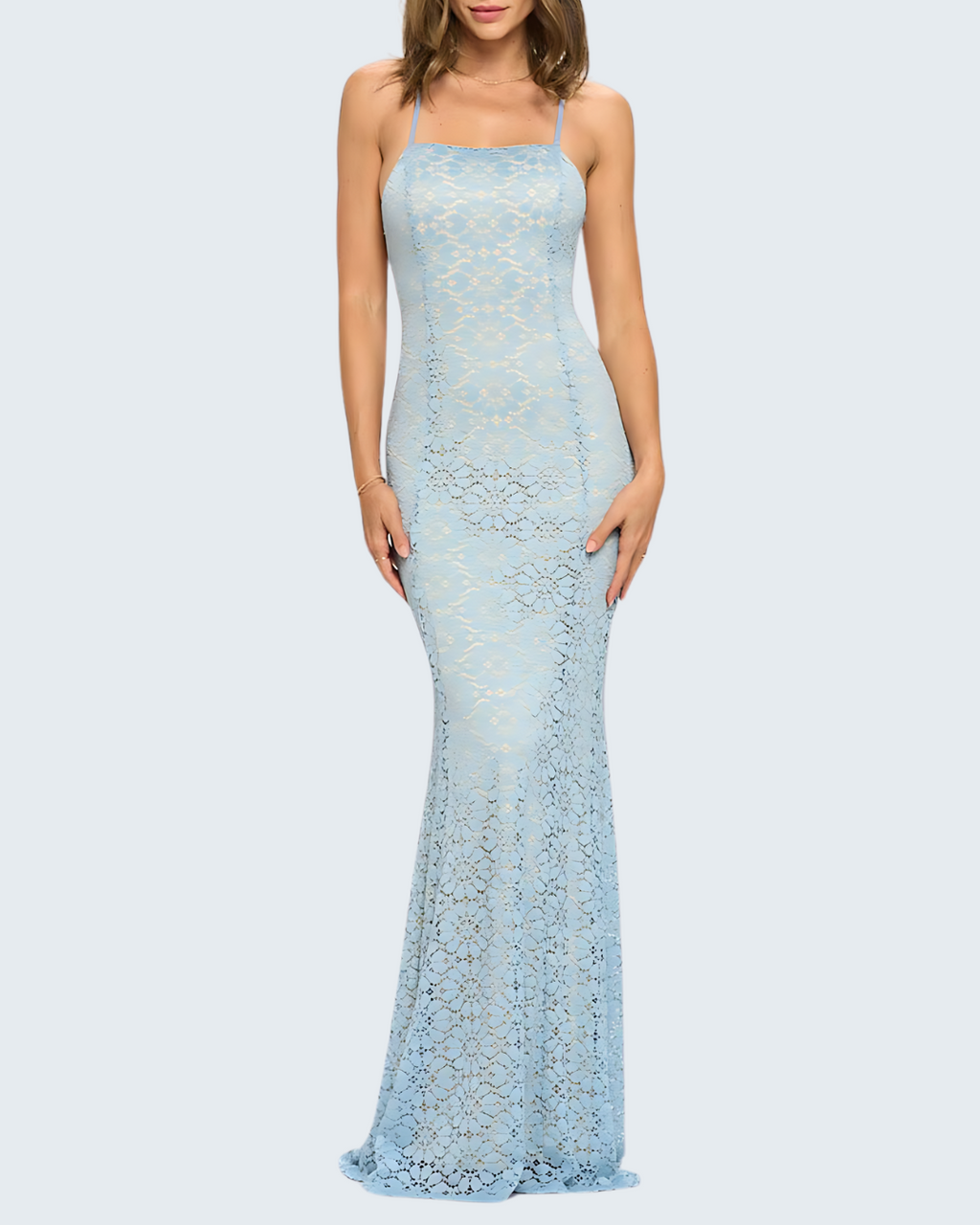 Intricate Lace Mermaid Gown with Open Back Detail