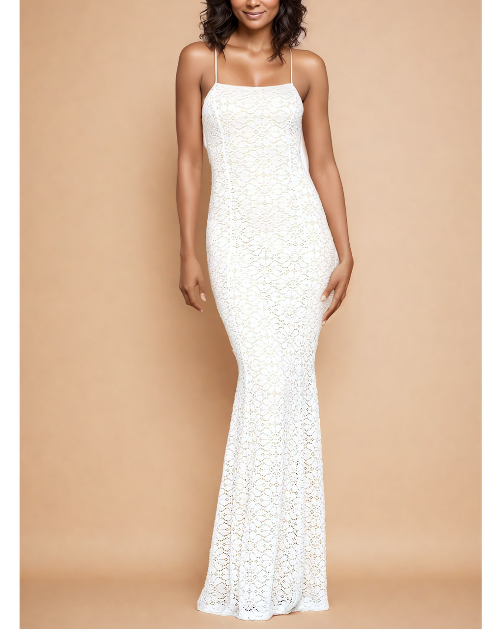 Intricate Lace Mermaid Gown with Open Back Detail