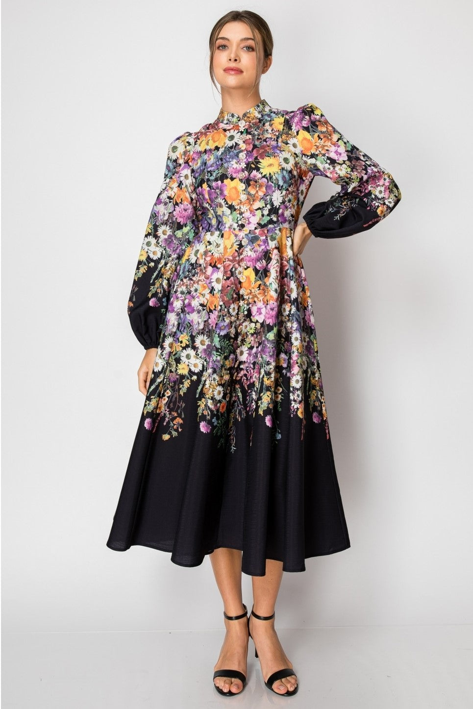Ira Floral Illustration Midi Dress