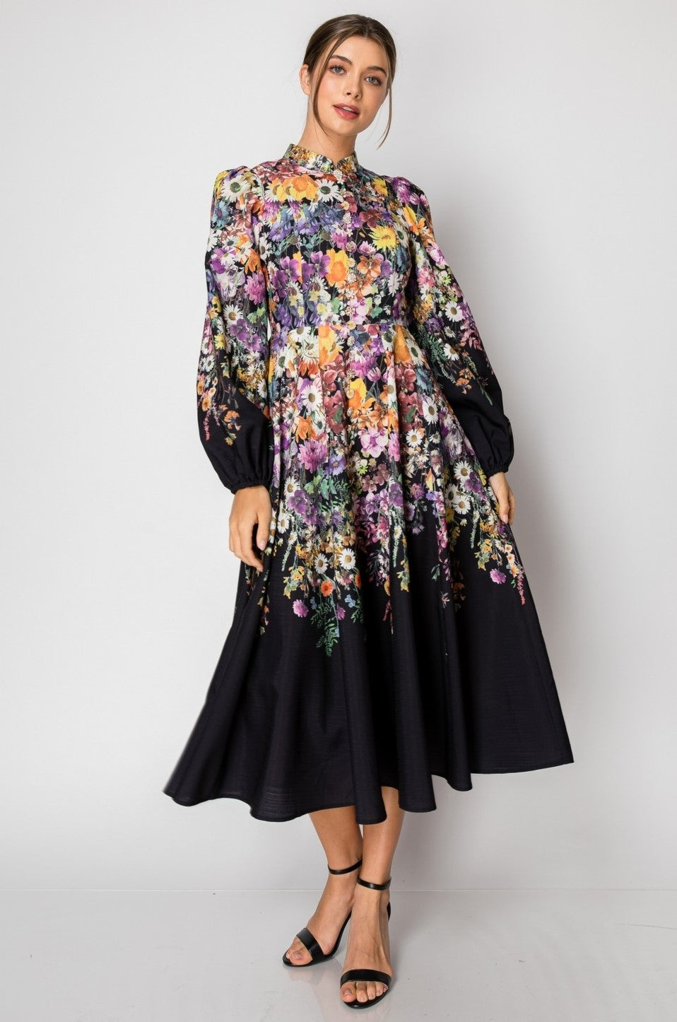 Ira Floral Illustration Midi Dress