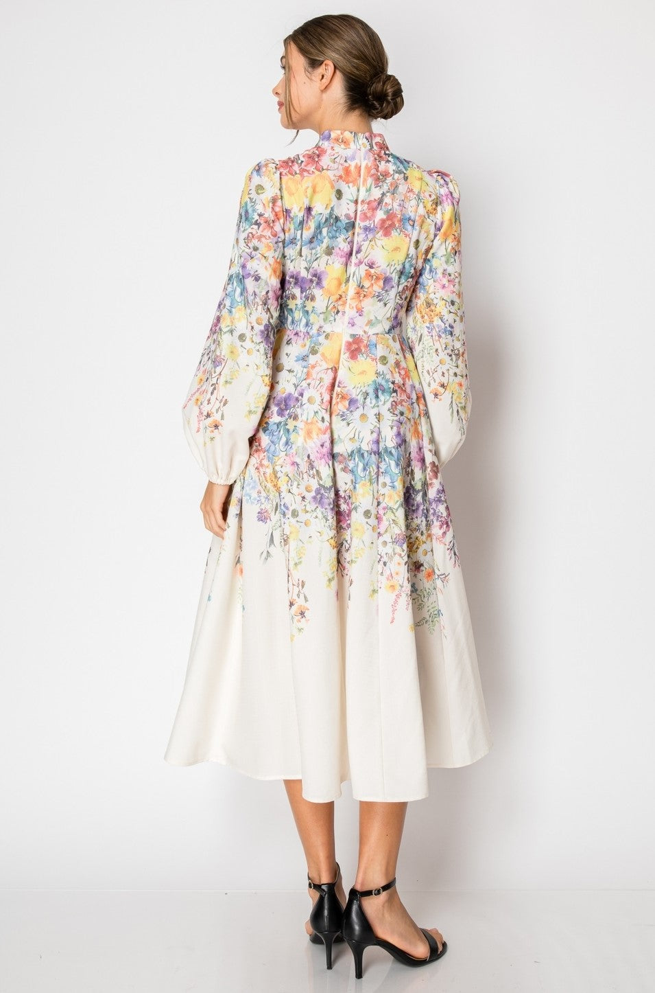 Ira Floral Illustration Midi Dress