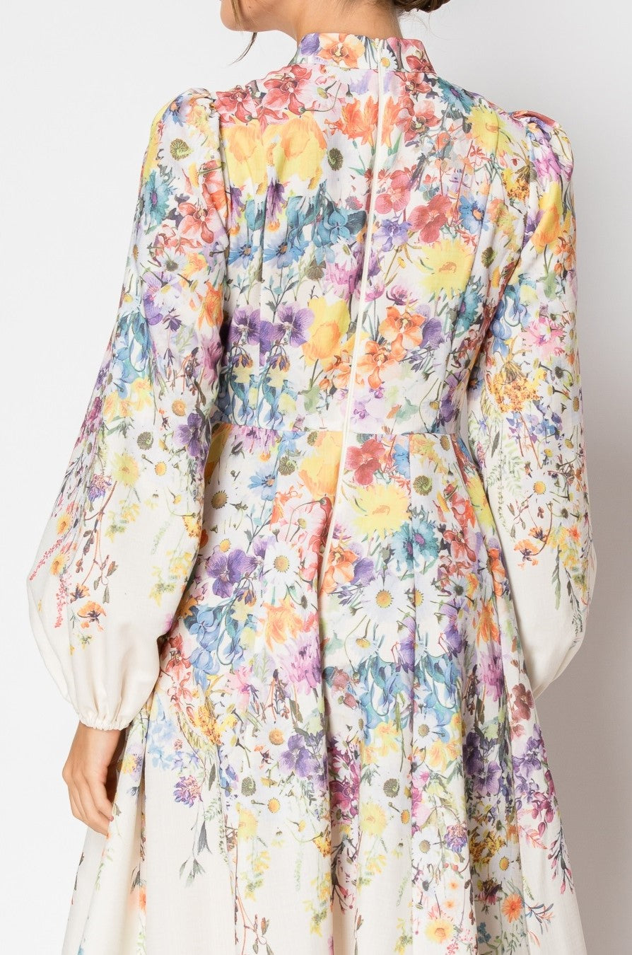 Ira Floral Illustration Midi Dress