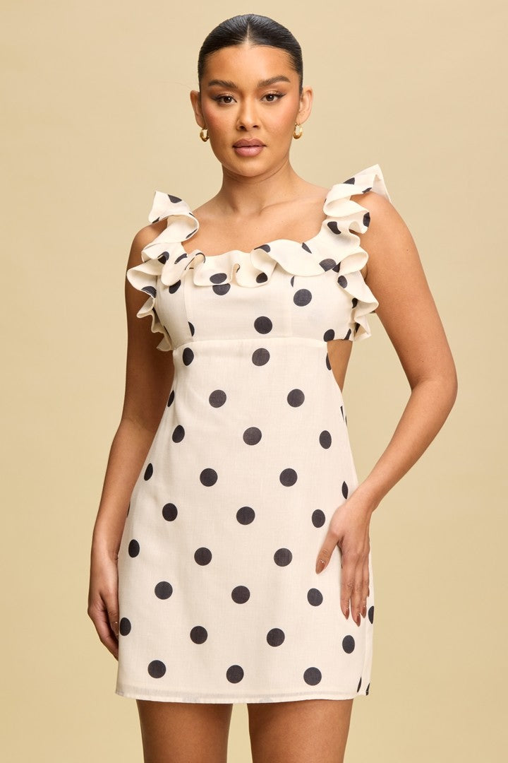 Isabella Polka Dot Ruffle Mini Dress