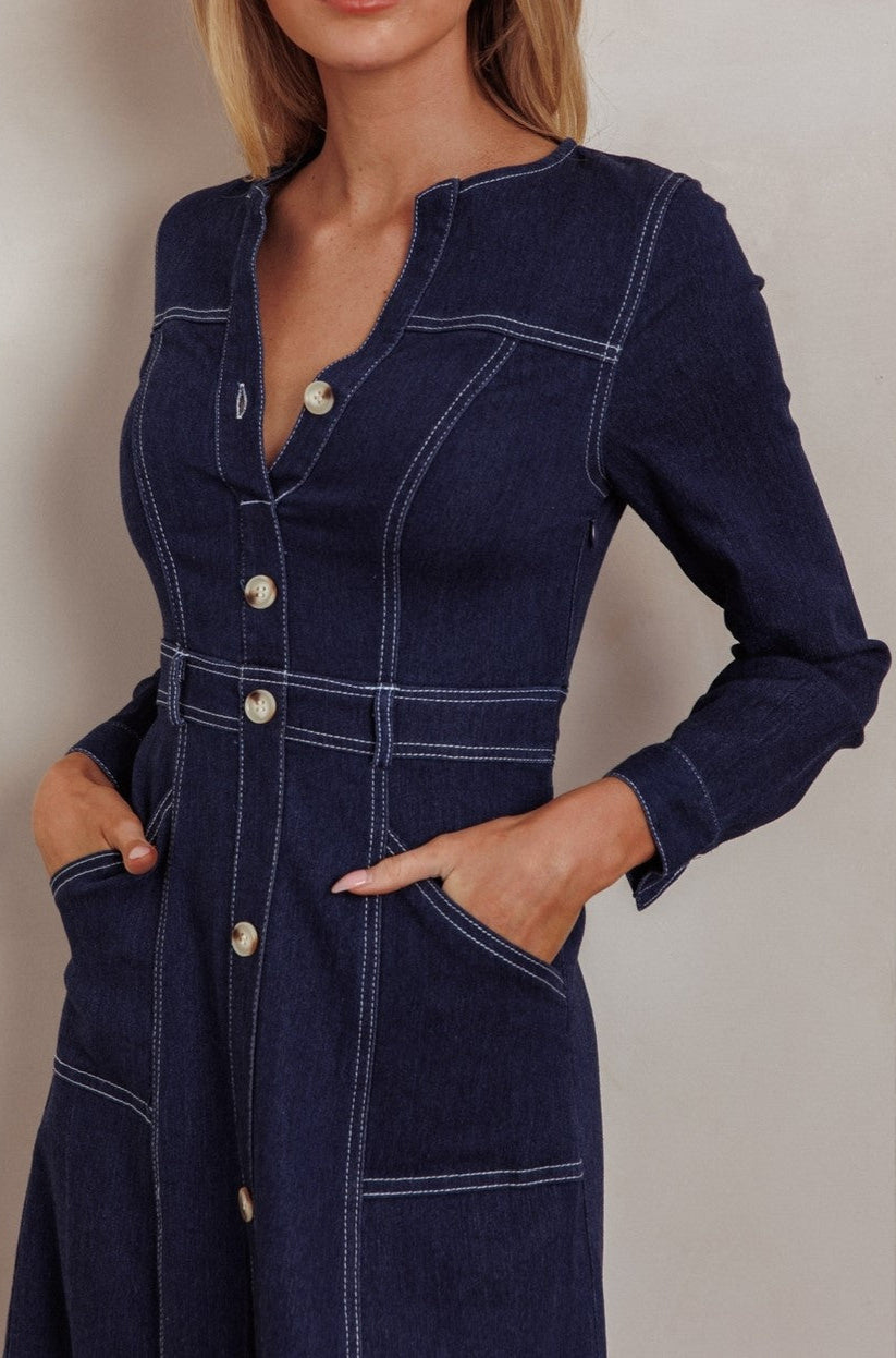 Jade Long Sleeve Denim Dress