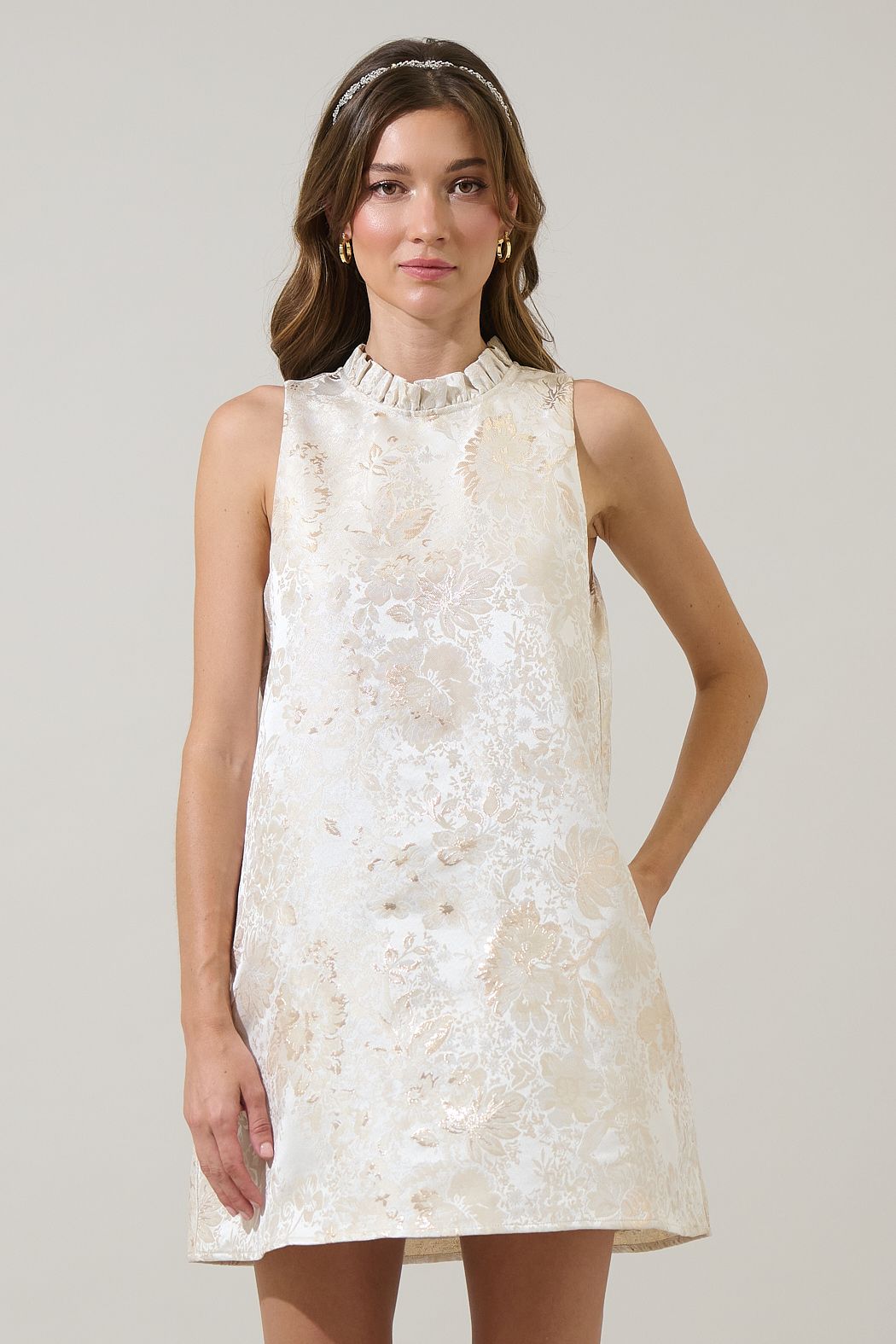 Jaiyana Jacquard Trapeze Mini Dress