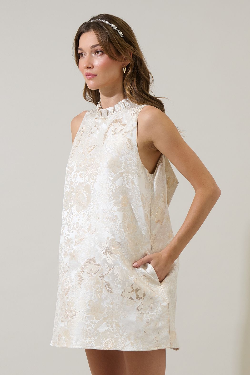 Jaiyana Jacquard Trapeze Mini Dress