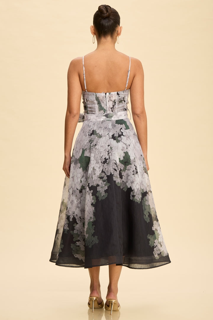 Janet Florals Belted Midi Dress