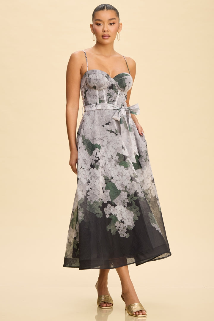 Janet Florals Belted Midi Dress