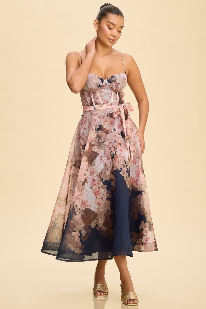 Janet Florals Belted Midi Dress