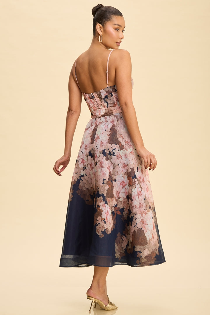 Janet Florals Belted Midi Dress