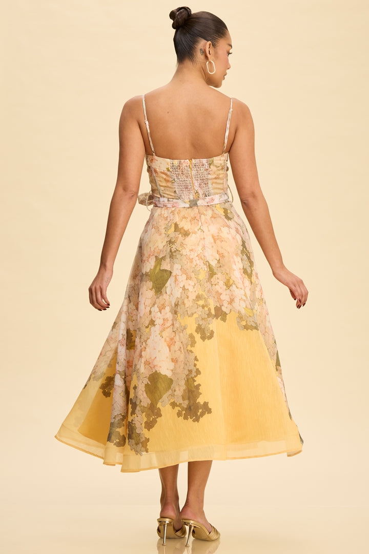 Janet Florals Belted Midi Dress
