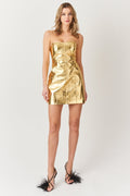 Johanna Faux Leather Metallic Mini Dress