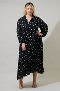 Joie Polka Dot A-Line Midi Dress Curve