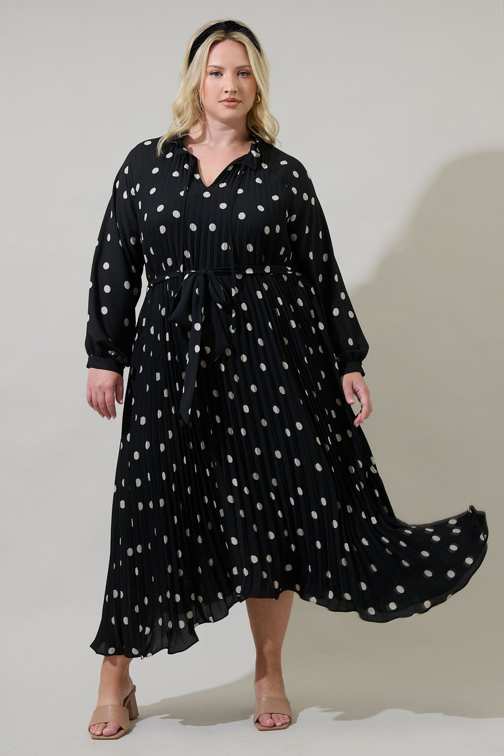 Joie Polka Dot A-Line Midi Dress Curve