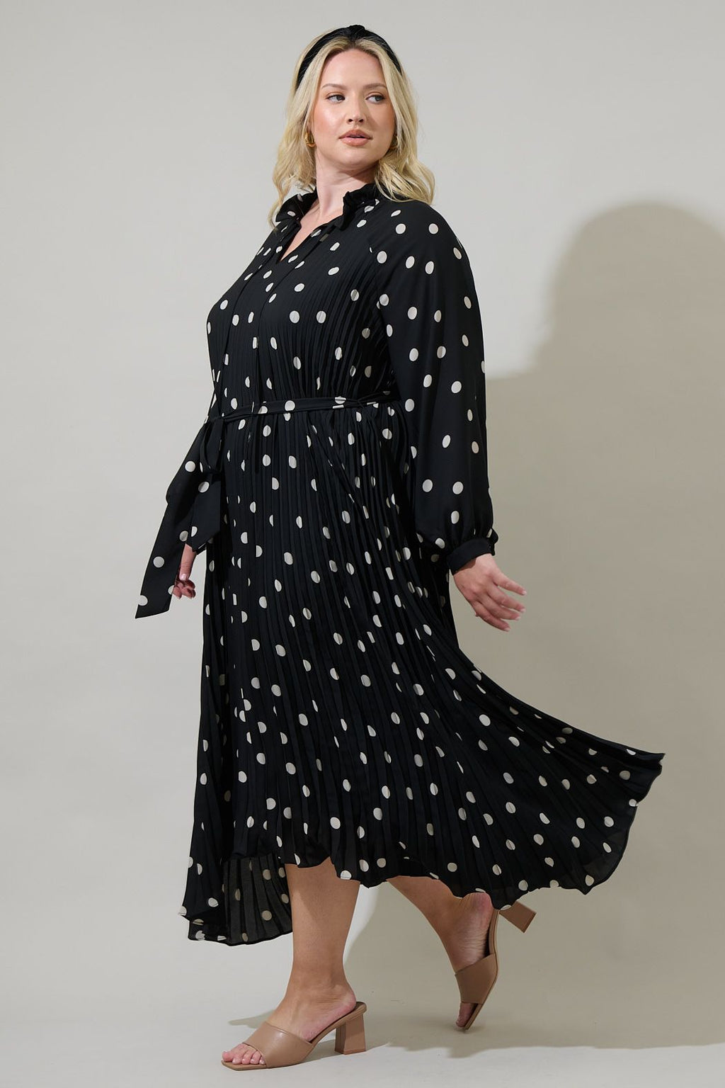 Joie Polka Dot A-Line Midi Dress Curve