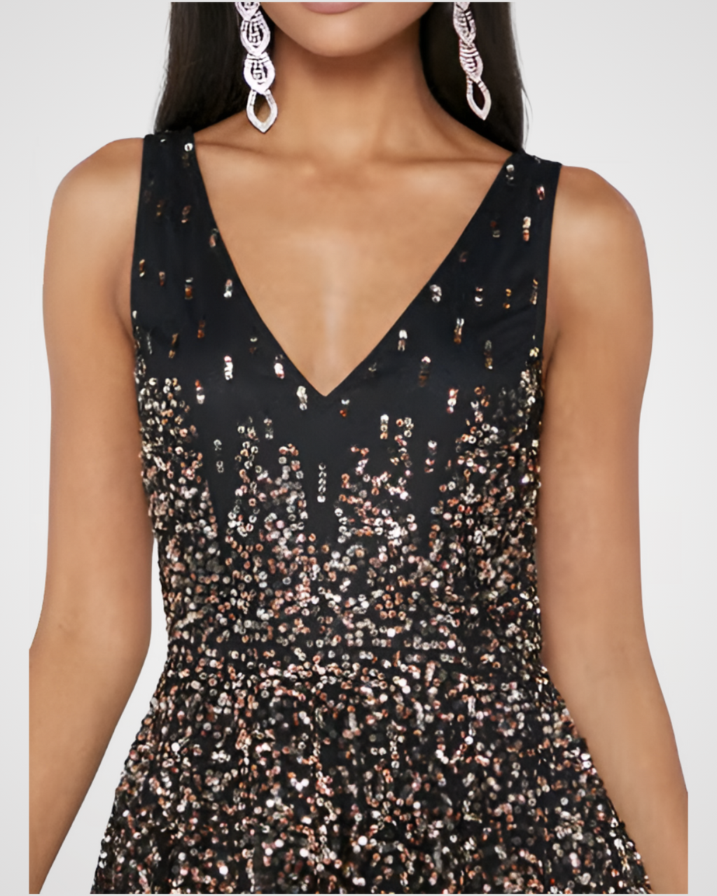 Jonelle Sequin V-Neck Formal Maxi Gown