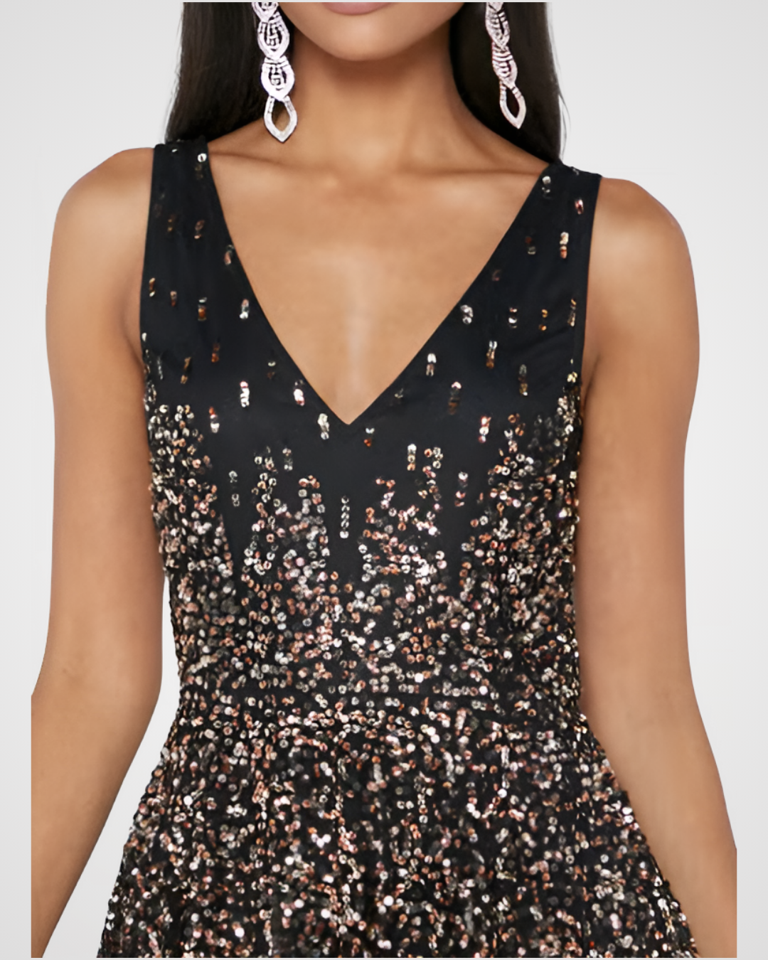 Jonelle Sequin V-Neck Formal Maxi Gown
