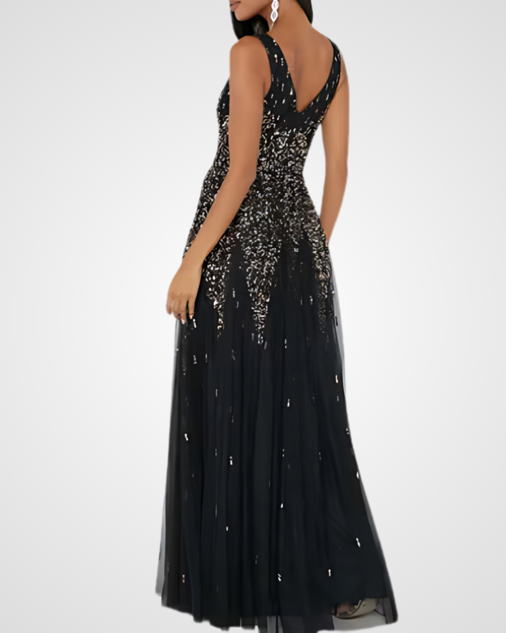 Jonelle Sequin V-Neck Formal Maxi Gown