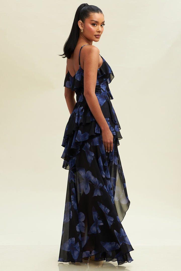 Kai Butterfly Chiffon Layered Dress