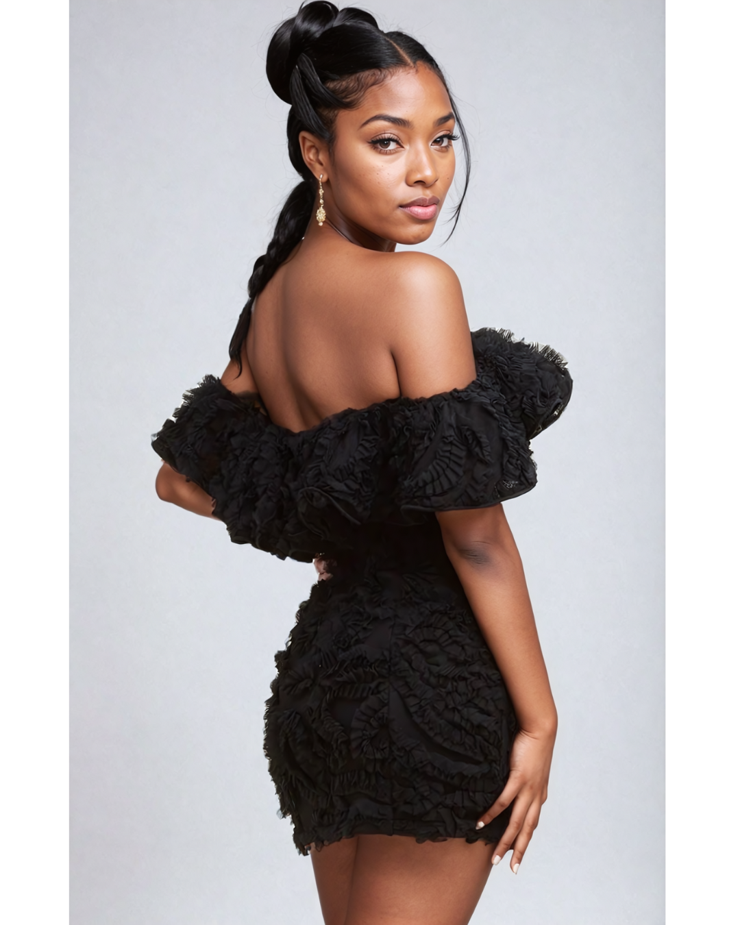 Katilina Black Rose Mini Dress Black / Large
