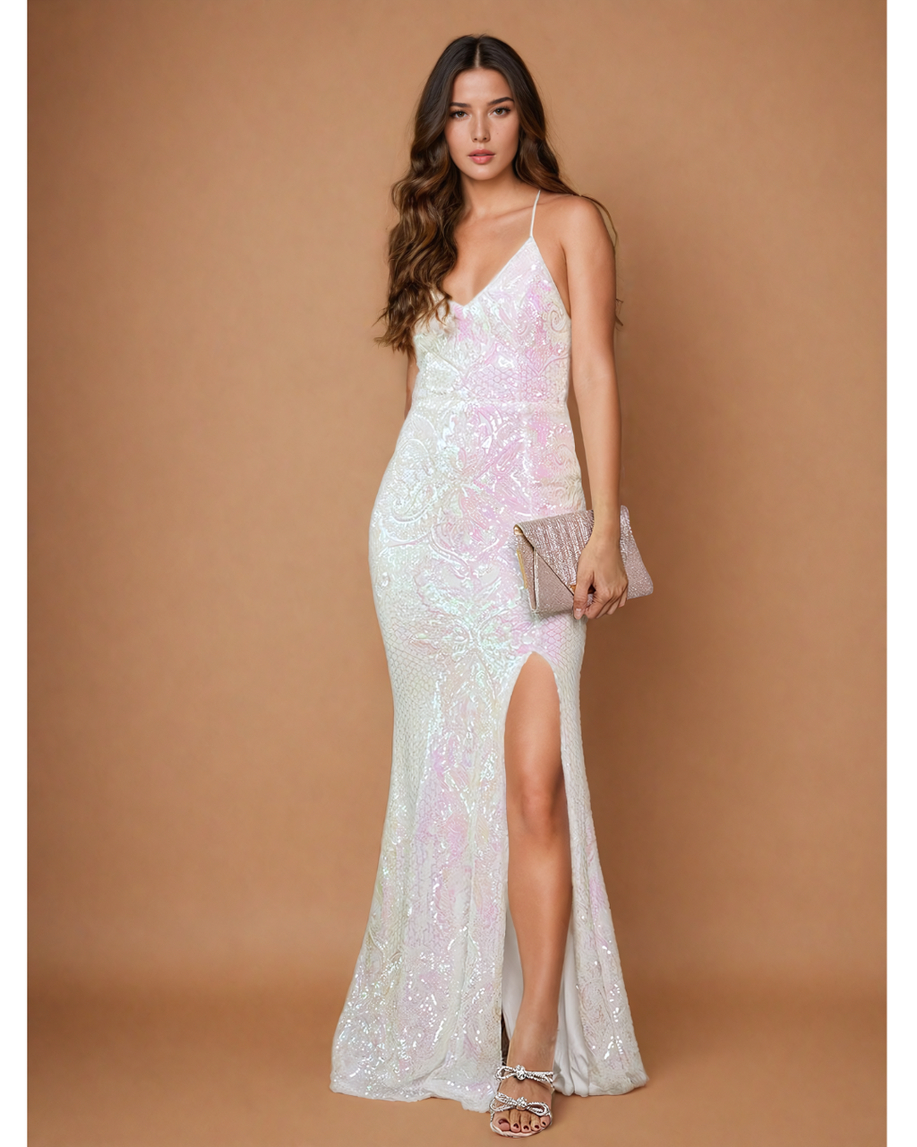 Kayla Iridescent Sequin Maxi Dress