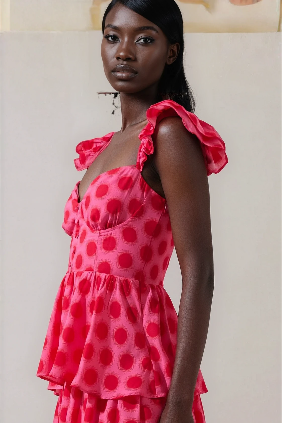 Keith Polka Dot Tiered Midi Dress