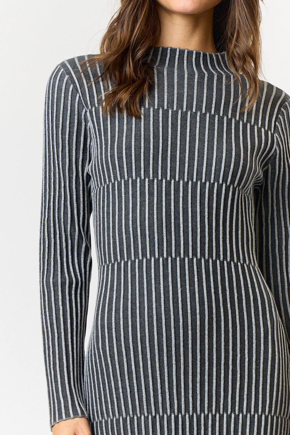 Kelle Striped Ribbed Knit Midi Dress