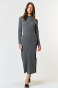 Kelle Striped Ribbed Knit Midi Dress
