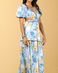 Lana Side Cutout Puff Sleeve Maxi Dress